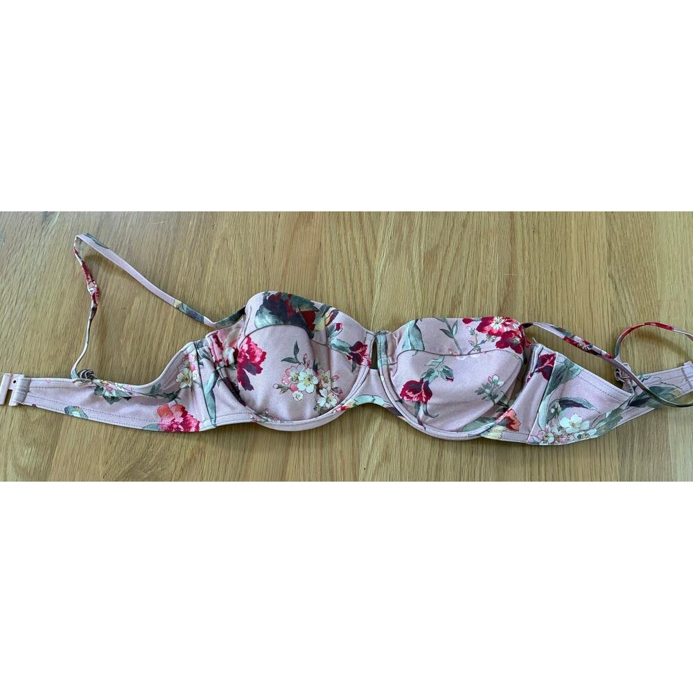 Zimmermann Cassia floral-print underwired Bikini Top Pink Must Size 2 AB